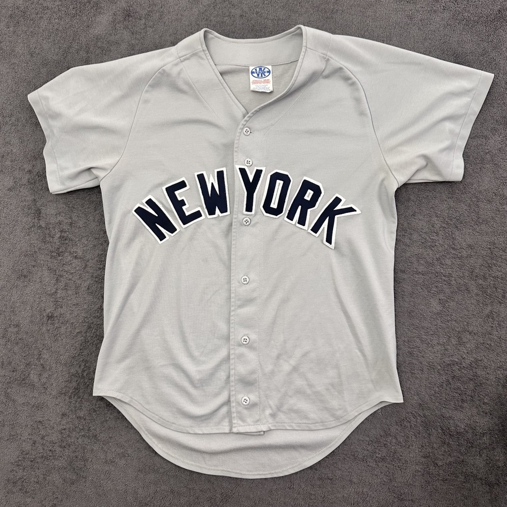 vintage yankees NEW YORK baseball jersey mens size large gray USA made 90s